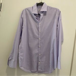 Armani Collezioni | Purple Stripe Button Down Collar Long Sleeve Dress Shirt
